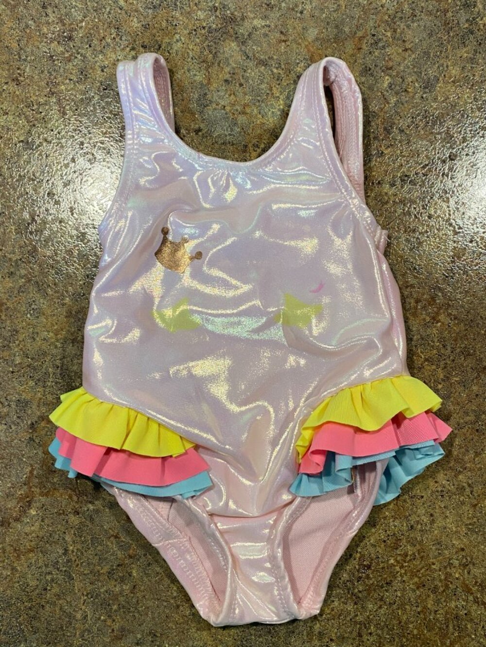 18 MO PENELOPE MACK BABY PINK METALLIC SHIMMER MERMAID SWIMSUIT 🧜‍♀️✨
